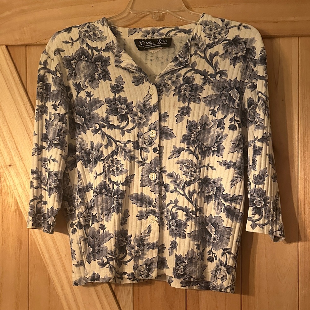 Vintage Blue Floral Women's Top